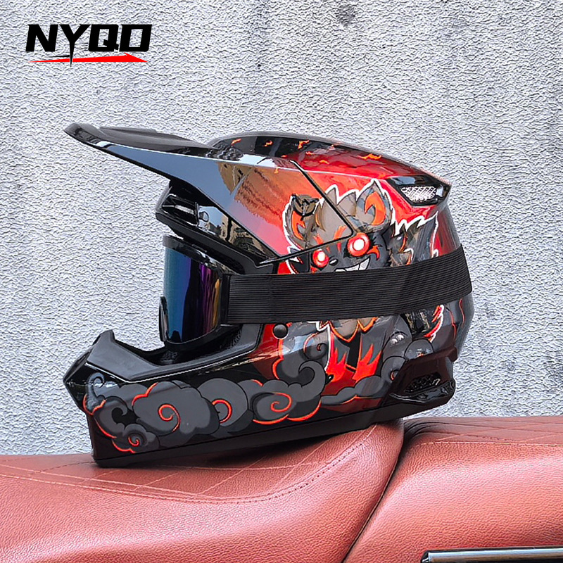 Mountain Biking Helmet Full Face - Orz Casco fuoristrada in tre pezzi